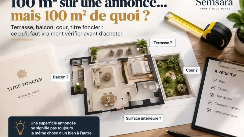 Comprendre ce que comprennent les 100 m² annoncés pour un appartement au Maroc